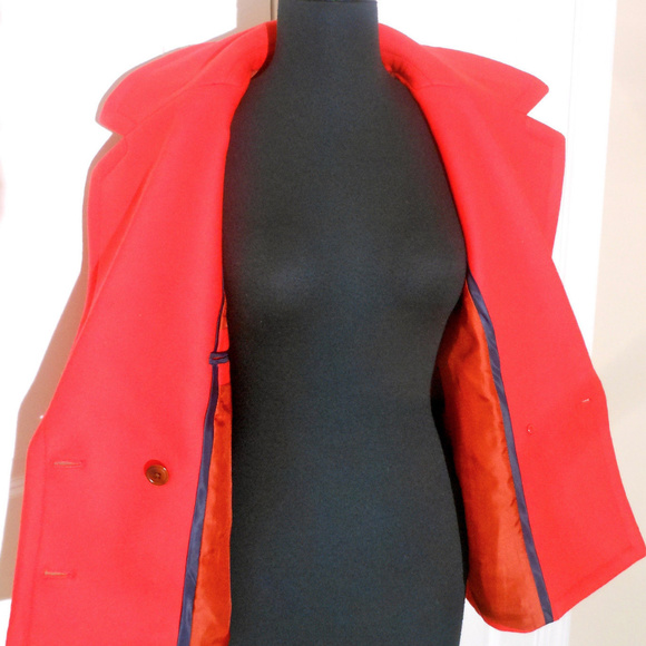 J CREW Wool Melton Peacoat 8/10T WARM RED JACKET - Picture 6 of 8